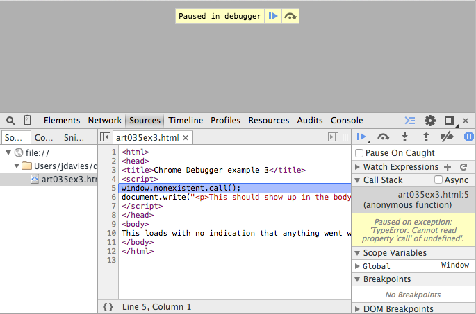 javascript - Chrome dev tools pauses on exceptions in blackboxed